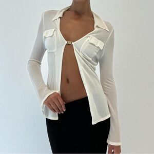 Gucci Tom ford sheer open top blouse corset gold Gucci symbol